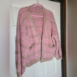 Cozy Pink and Sparkly Gold Women's Sweater